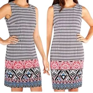 Mario Serrani Italy Sleeveless Geometric Aztec Print Shift Dress Size 6 Small